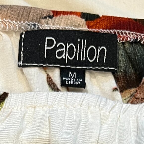 PAPILLON Floral Off-Shoulder Women's Blouse Top Size Medium Bell Sleeves Viscose - Picture 5 of 11